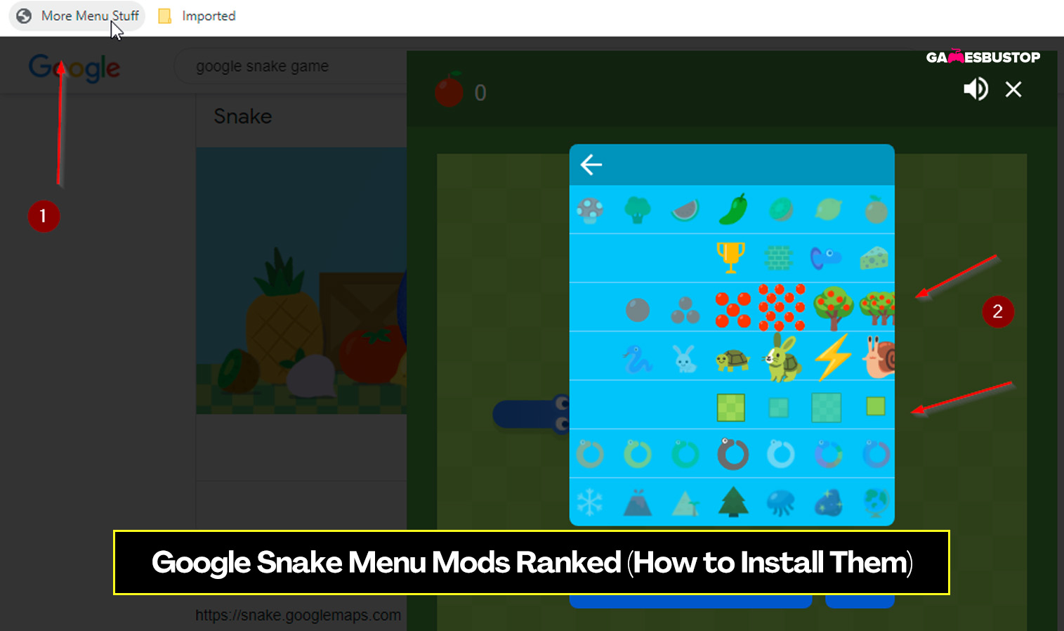 google snake menu mod